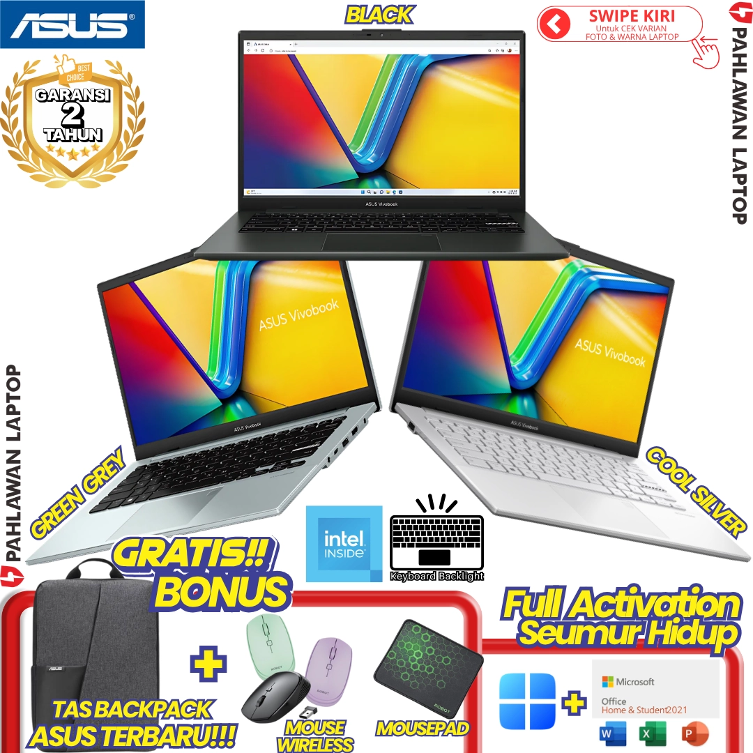 LAPTOP BARU! ASUS VivoBook Go 14 E1404TA INTEL N150 RAM 8 GB SSD 256 GB