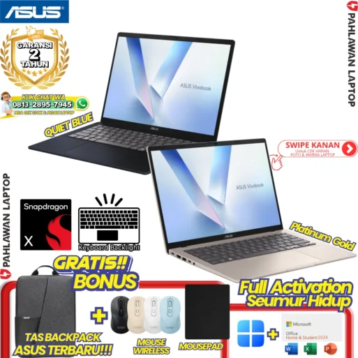 LAPTOP BARU! ASUS VivoBook A1407QA SNAPDRAGON X X126100 RAM 16 GB SSD 512 GB