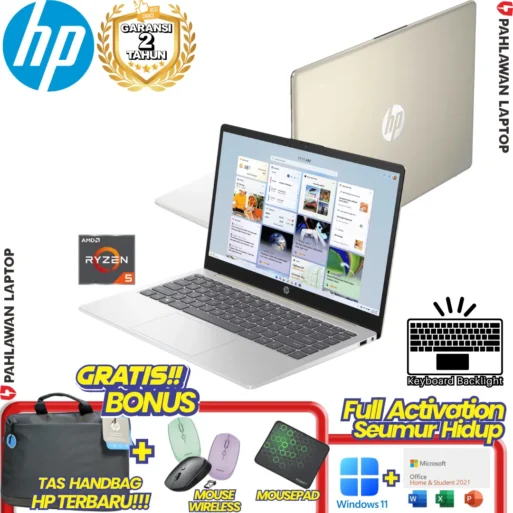 LAPTOP BARU! HP 14-EM0531AU RYZEN 5 RAM 8 GB SSD 512 GB