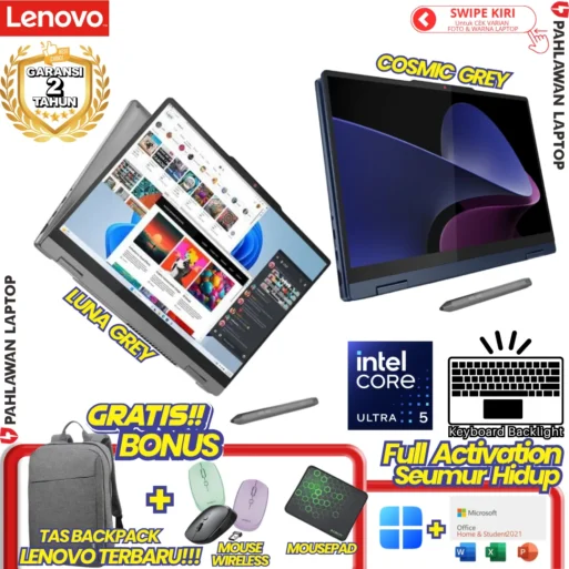 LAPTOP BARU! LENOVO IdeaPad 5 2 In 1 Ultra 5 135H RAM 16 GB SSD 512 GB Flip TouchScreen