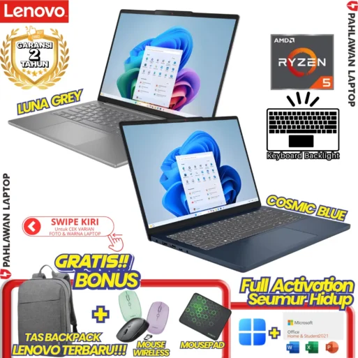 LAPTOP BARU! LENOVO IdeaPad Slim 3 AMD RYZEN 5-7535HS RAM 8 GB SSD 512 GB RESOLUSI WUXGA IPS
