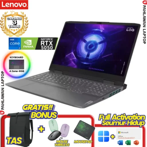 LAPTOP BARU! LENOVO GAMING LOQ CORE i7 GEN 13 DUAL VGA NVIDIA RTX5050 VRAM 8 GB