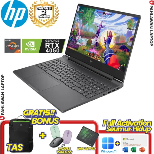 LAPTOP BARU! HP Victus Gaming 15 RYZEN 7-8845HS VGA NVIDIA RTX4050 RAM 16 GB SSD 1 TB