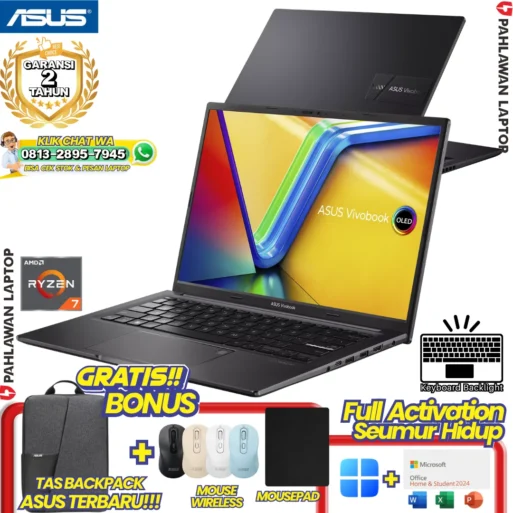 LAPTOP BARU! ASUS VivoBook 14 M1405YA RYZEN 7-7730U RAM 16 GB SSD 512 GB