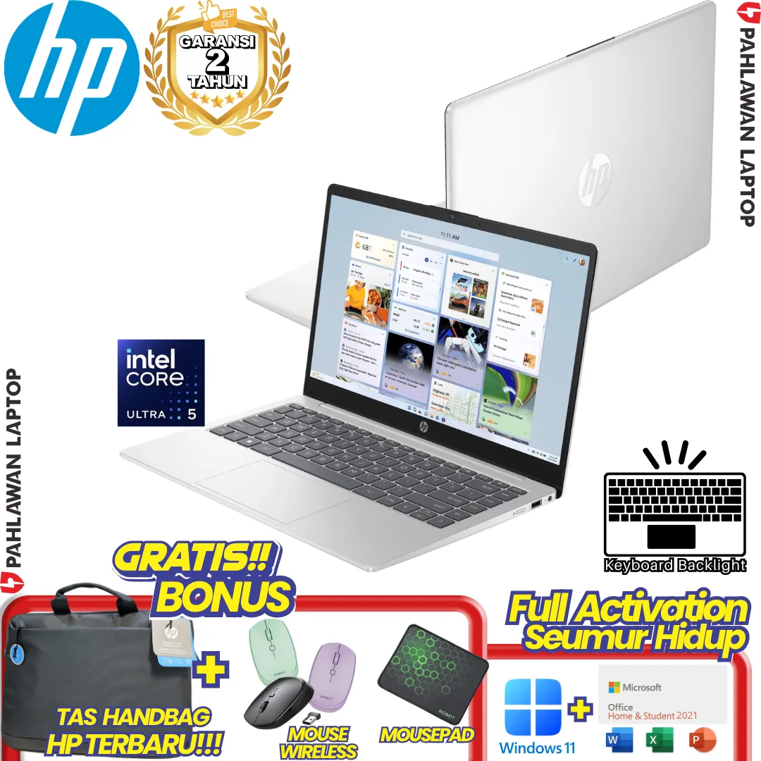 LAPTOP BARU! HP 14 EP1118TU Core Ultra 5 125H RAM 16 GB SSD 512 GB